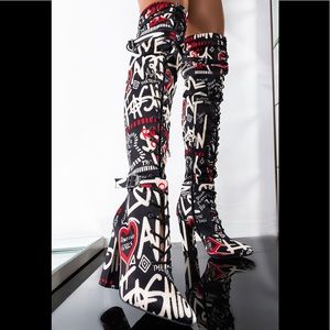 AZAELIA WANG ART NEVER DIED THIGH HIGH BOOTS